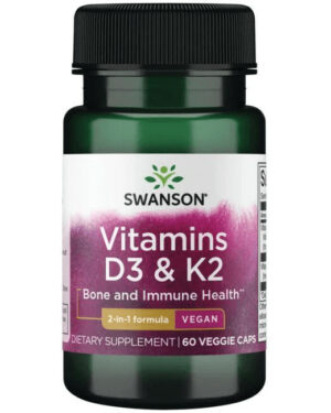 Swanson VITAMINS D3+K2 60 kapszula 50mcg (2000NE) D3 + 75mcg K2