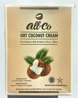 All-co Kókusztejszín (kókuszkrém) 200ml 24% kókuszolaj tartalommal
