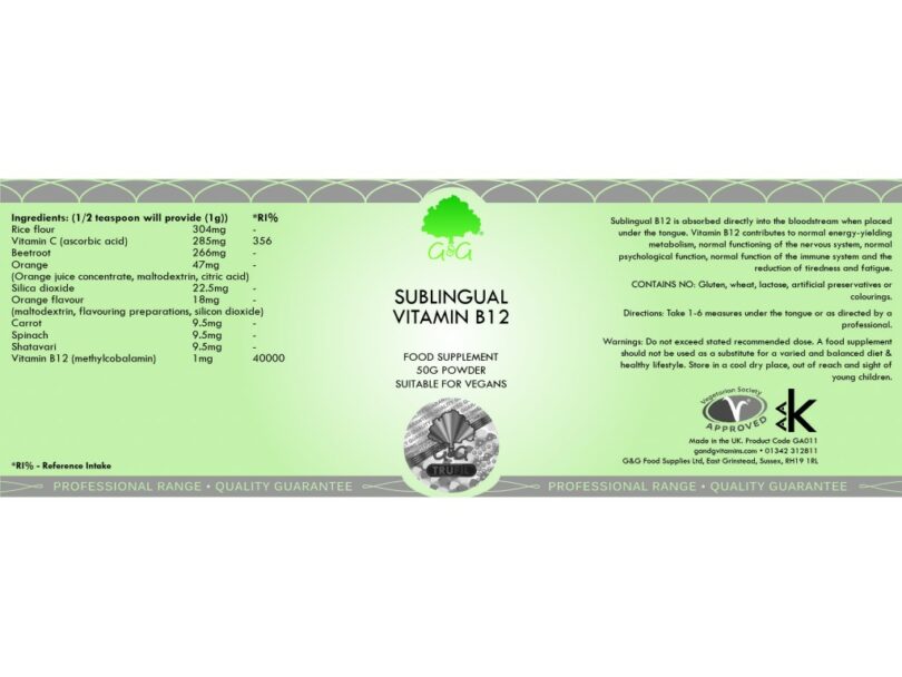 B12-vitamin nyelv alatt felszívódó por 50g